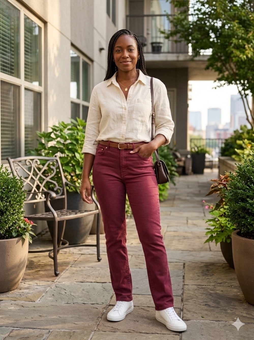 7 For All Mankind Straight Leg Jeans in Wine
